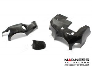 Alfa Romeo 4C Steering Wheel Trim - Carbon Fiber - Shroud Trim Set - No Cruise Control